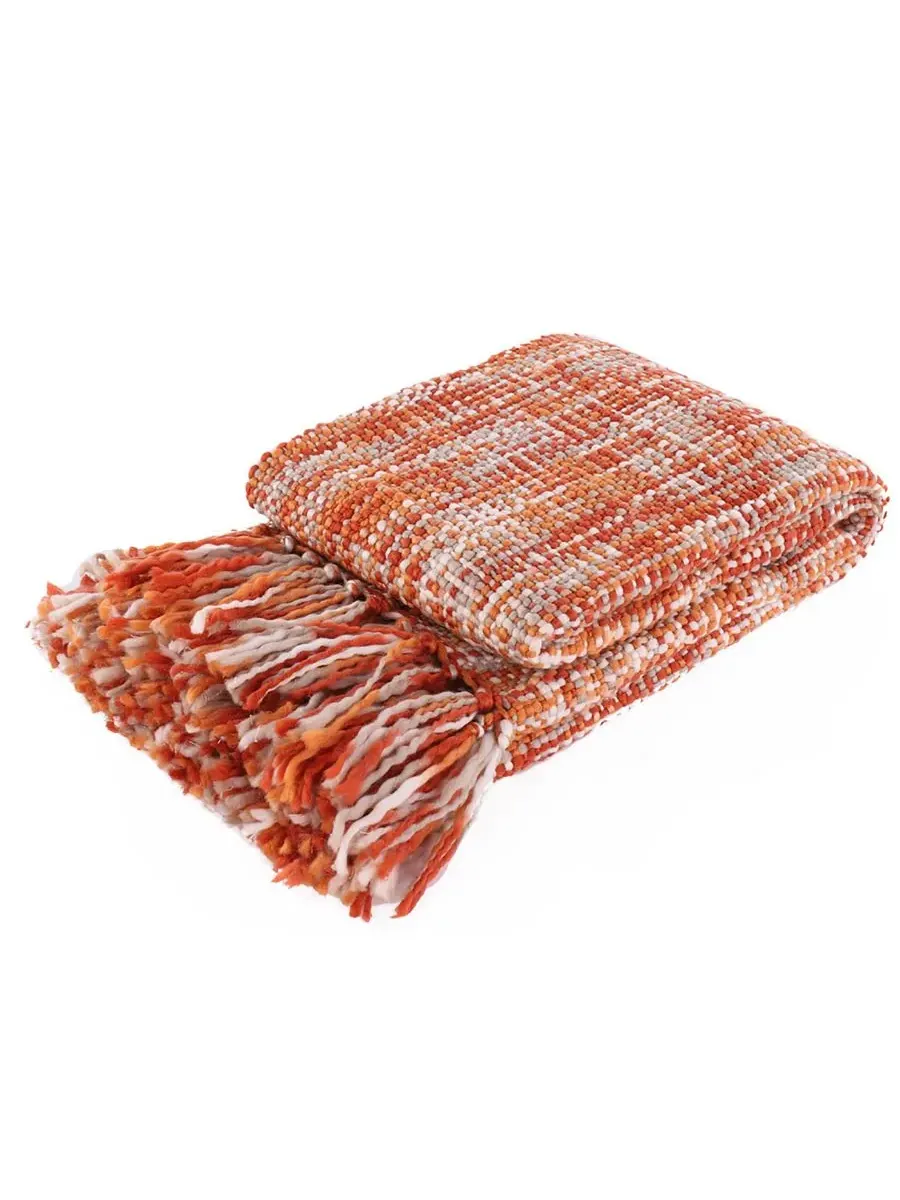 Плед в деревенском стиле, 127 x 152 см Happycare Textiles — изображение 2 из 6, оранжевый