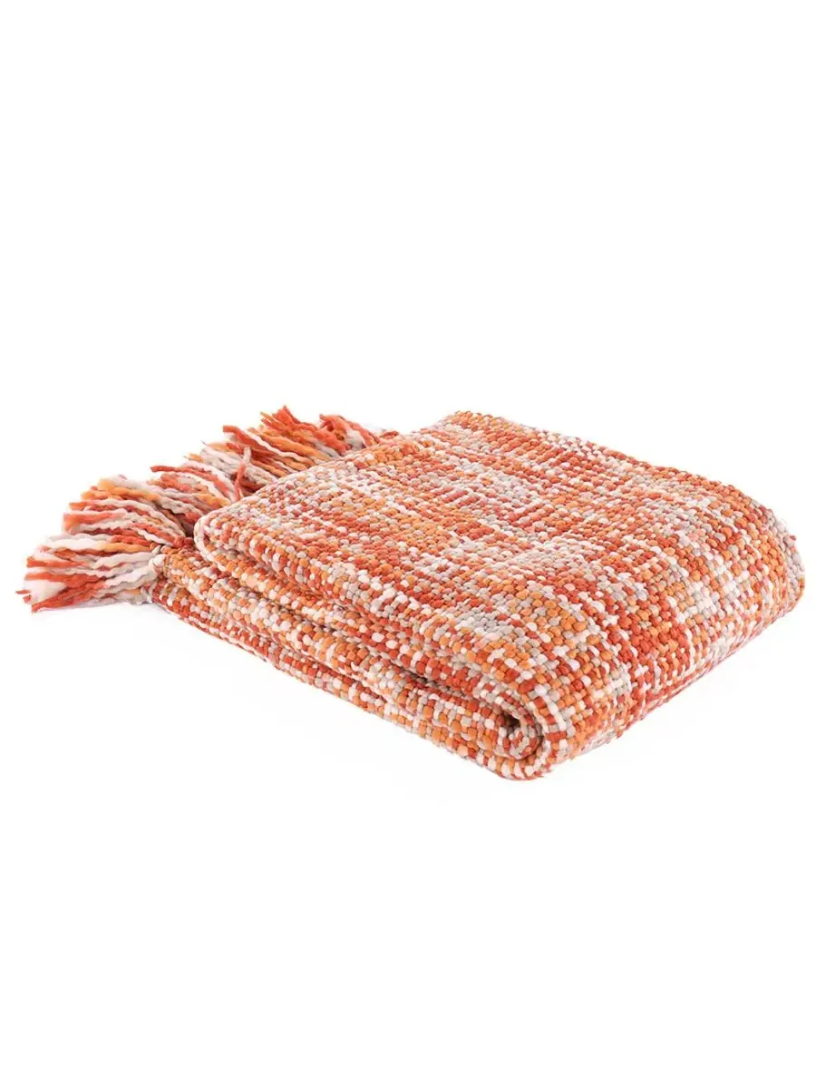 Плед в деревенском стиле, 127 x 152 см Happycare Textiles — изображение 3 из 6, оранжевый