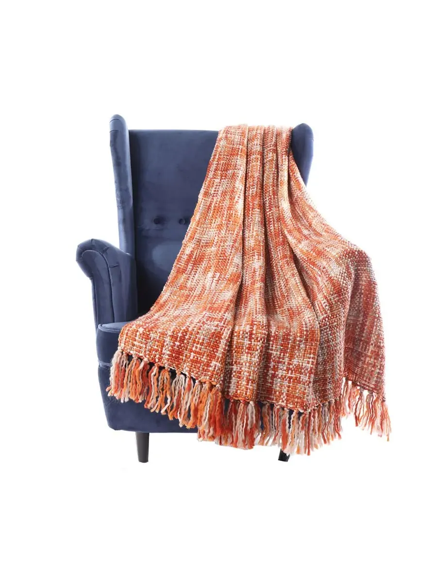 Плед в деревенском стиле, 127 x 152 см Happycare Textiles — изображение 4 из 6, оранжевый