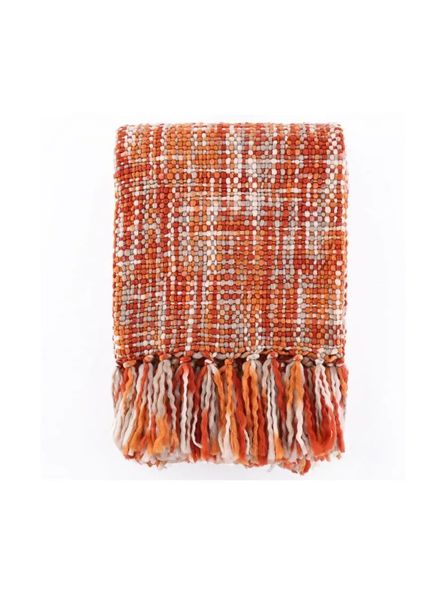 Плед в деревенском стиле, 127 x 152 см Happycare Textiles — изображение 5 из 6, оранжевый