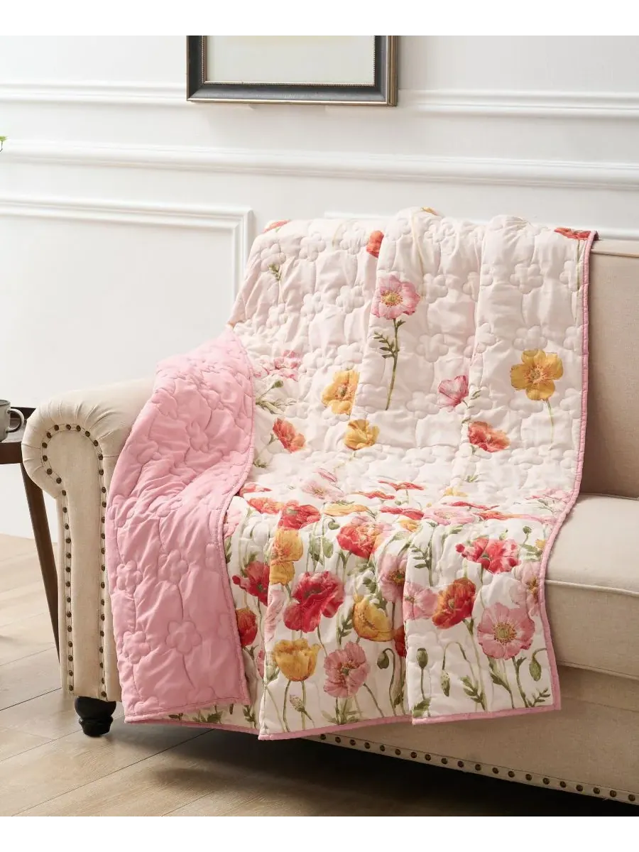 Плед Breeze Modern с цветочным принтом, 127 x 152 см Greenland Home Fashions — изображение 4 из 6, пудровый розовый