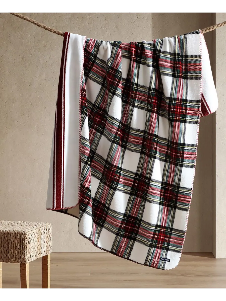 Двусторонний плед с принтом, 70 x 50 дюймов Nautica, цвет hillcrest plaid — изображение 6 из 7