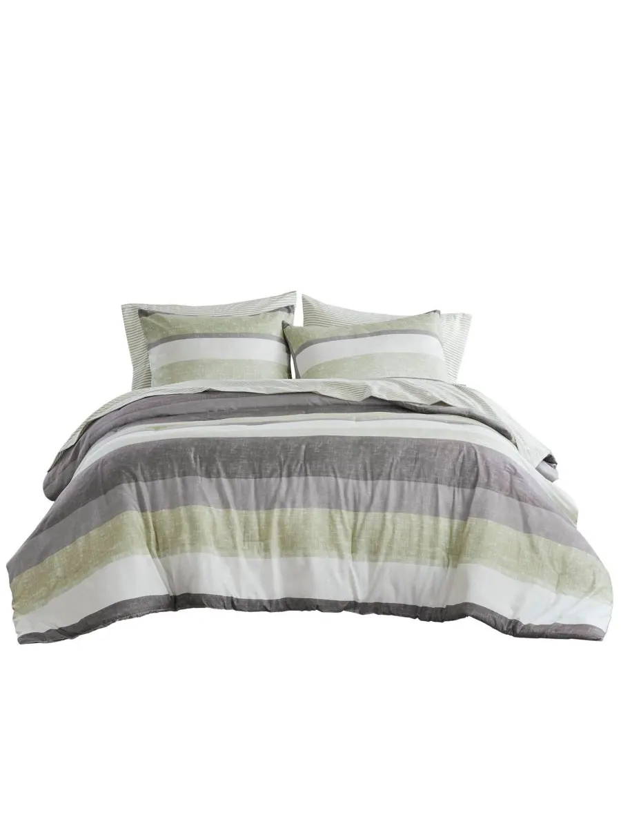 Комплект постельного белья Jaxon Wide Stripe из 7 предметов, размер King Madison Park Essentials — изображение 7 из 9