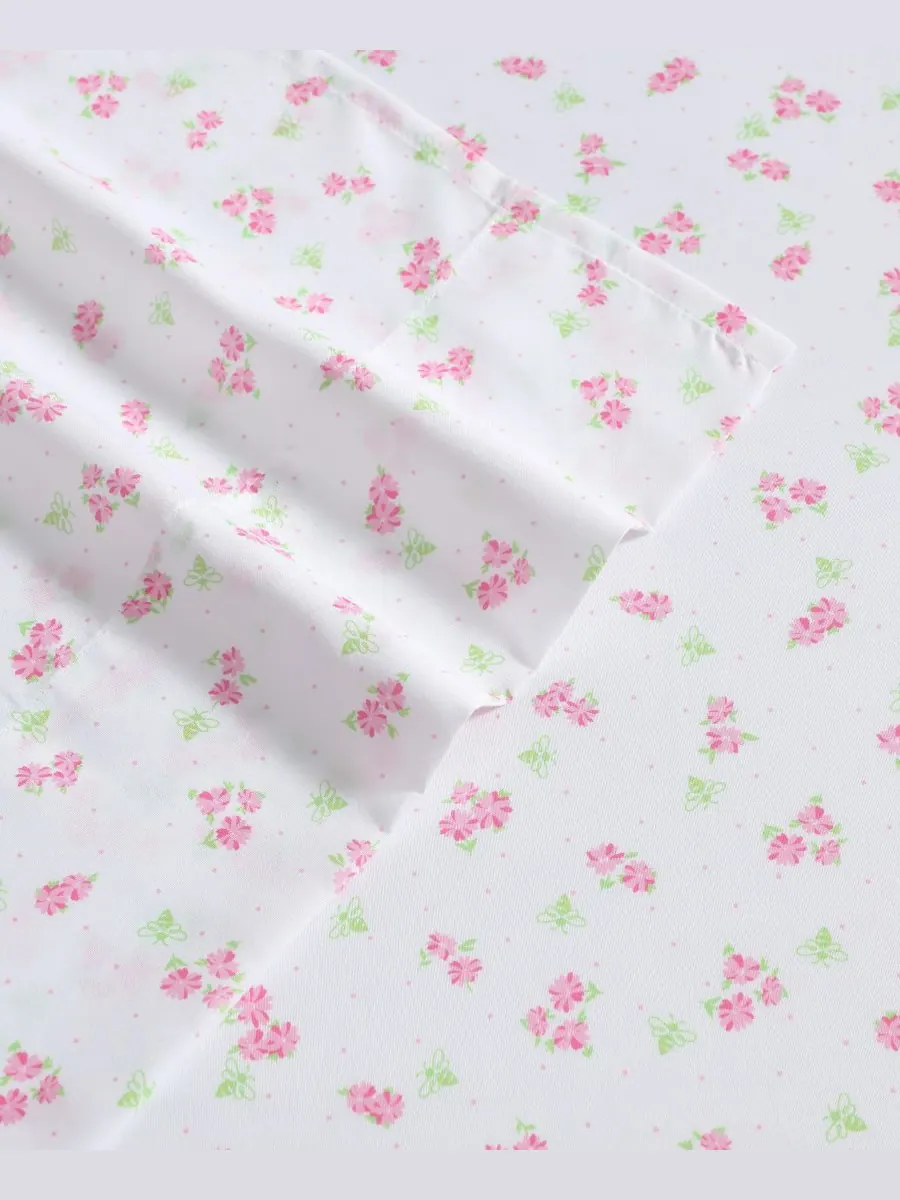 Комплект постельного белья Busy Bee из микрофибры, 4 предмета, размер Queen Laura Ashley — изображение 4 из 8, розовый