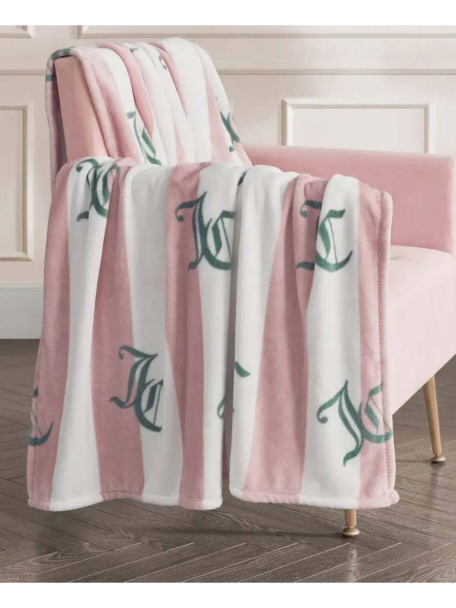 Мягкий полосатый плед Cabana, размер Full/Queen Juicy Couture — изображение 2 из 6, розовый