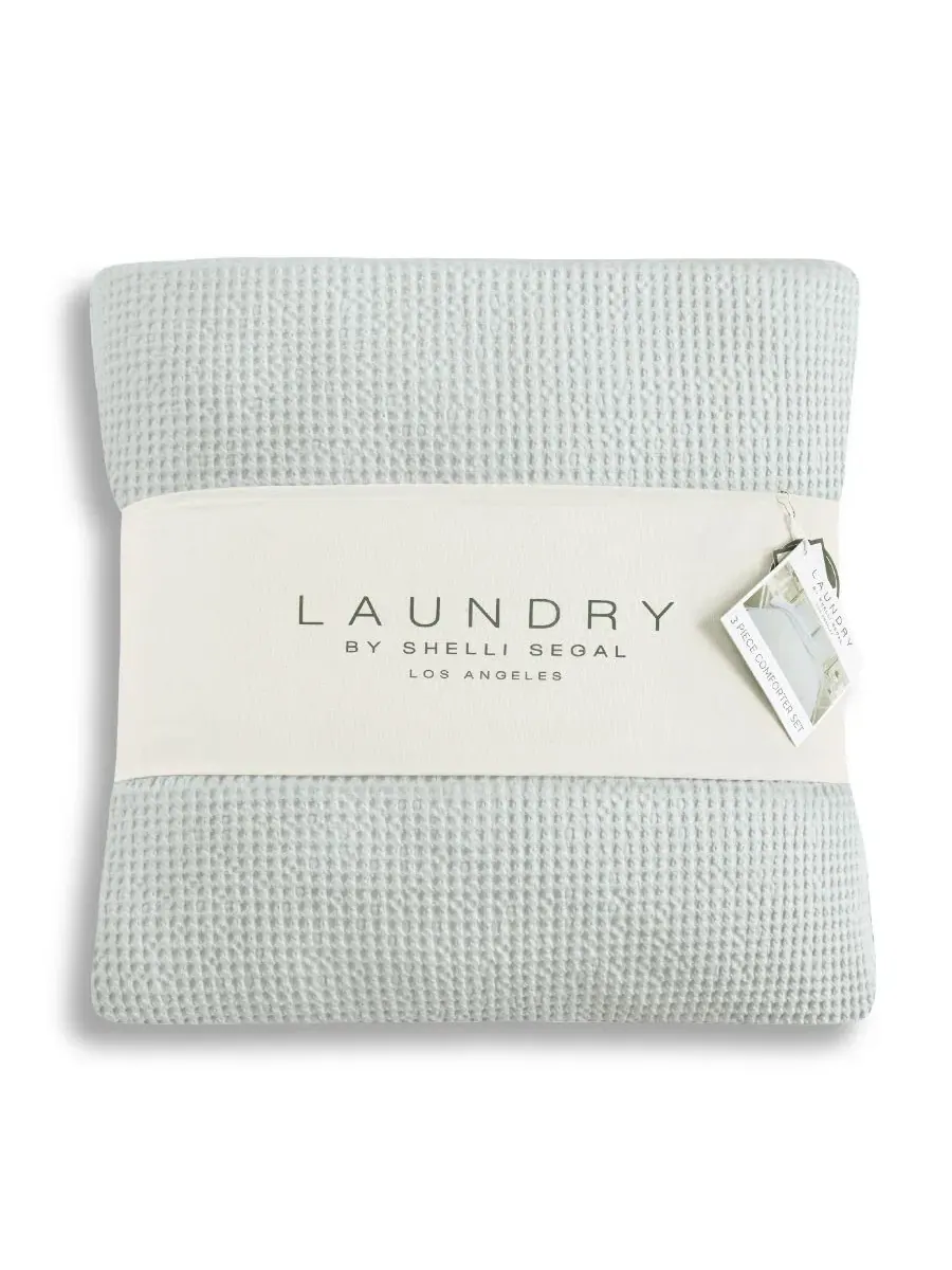 Комплект стеганого одеяла 3 предмета, камень стирка, хлопок, Full/Queen Laundry — изображение 4 из 7, светлый серый