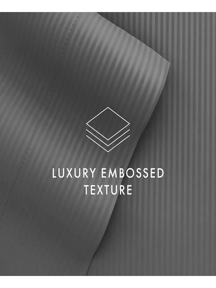 Наборы постельного белья в полоску из 4 предметов с тиснением The Home Collection ienjoy Home — изображение 4 из 11, серый