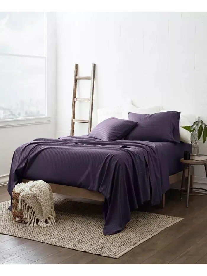 Наборы постельного белья в полоску из 4 предметов с тиснением The Home Collection ienjoy Home — изображение 3 из 11