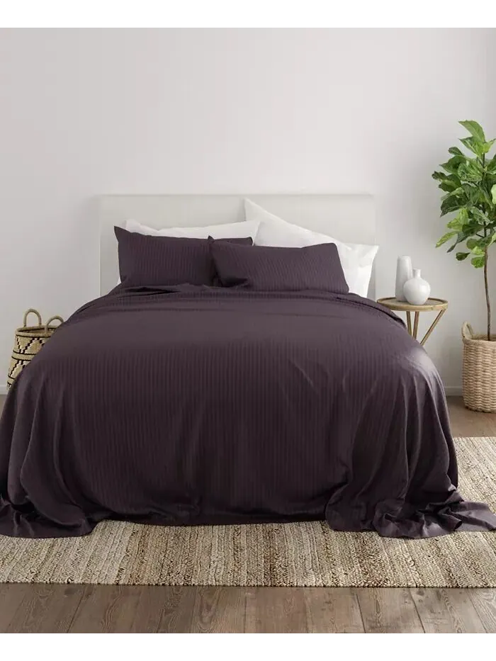 Наборы постельного белья в полоску из 4 предметов с тиснением The Home Collection ienjoy Home — изображение 9 из 11