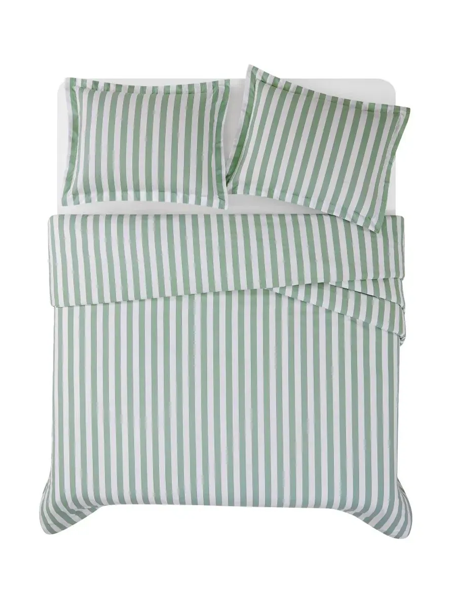 Комплект стеганого одеяла Levi Stripe, 3 предмета, King Brooklyn Loom — изображение 4 из 6, белый зеленый
