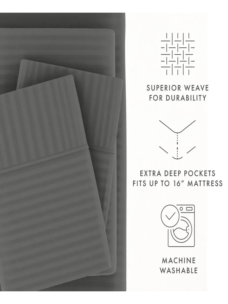 Комплект постельного белья Expressed In Embosed Striped, 4 предмета, размер California King Ienjoy — изображение 5 из 9
