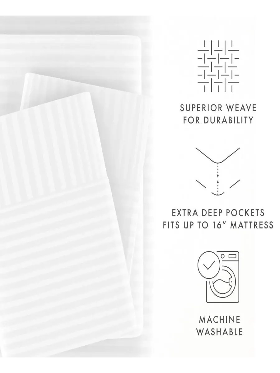 Комплект постельного белья Expressed In Embosed Striped, 4 предмета, размер California King Ienjoy — изображение 5 из 10