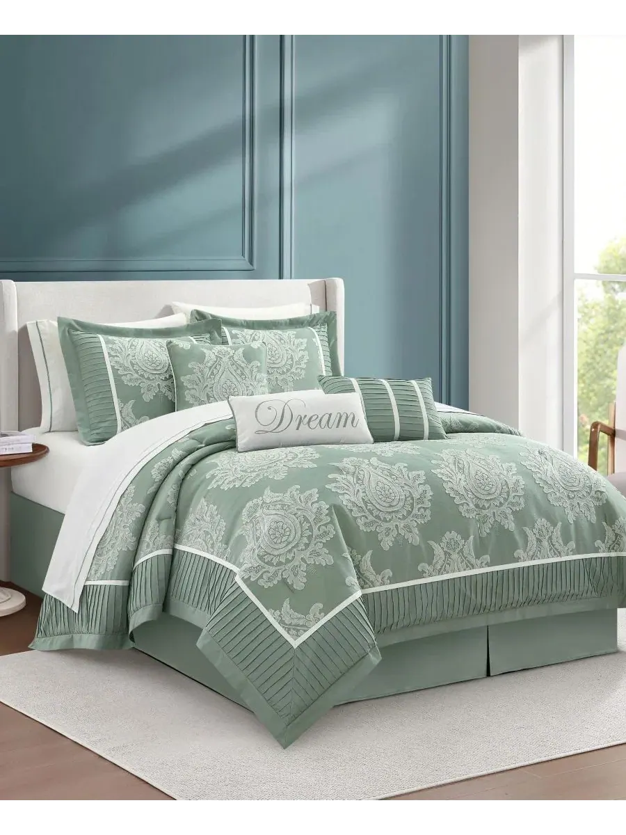 Комплект стеганого одеяла Therese Damask, California King Stratford Park — изображение 1 из 7, шалфейный