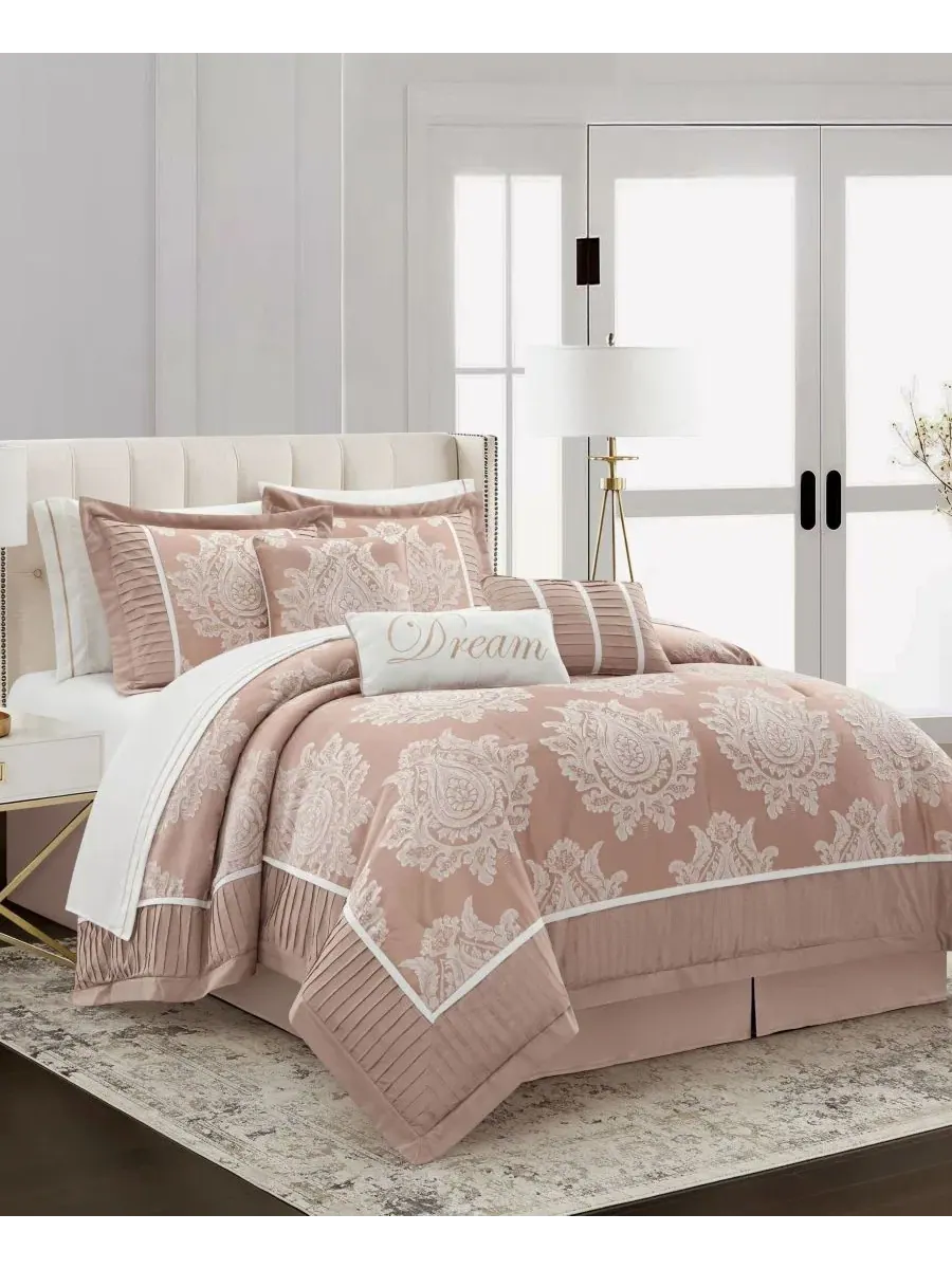 Комплект постельного белья Therese Damask 15 предметов, California King Stratford Park — изображение 1 из 7, пудровый розовый
