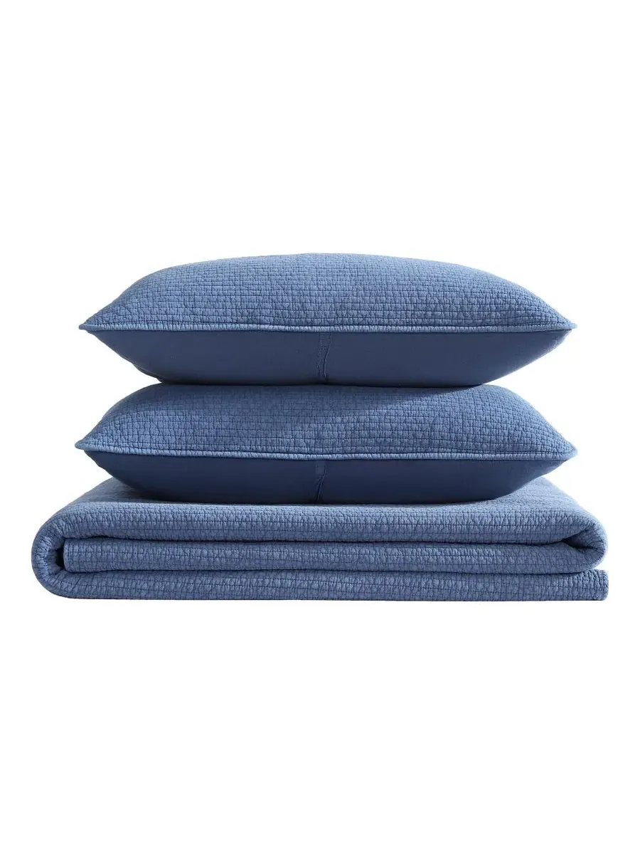 Комплект постельного белья Seashore Stitch Washed, 2 предмета, размер Twin Nautica — изображение 6 из 7, темно-синий