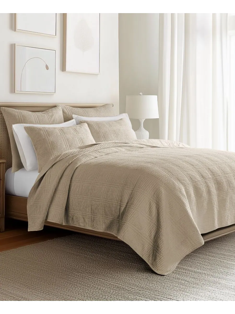 Комплект постельного белья Cloud Waffle Textured из 2 предметов, размер Twin/Twin XL Levtex — изображение 2 из 6, тауп