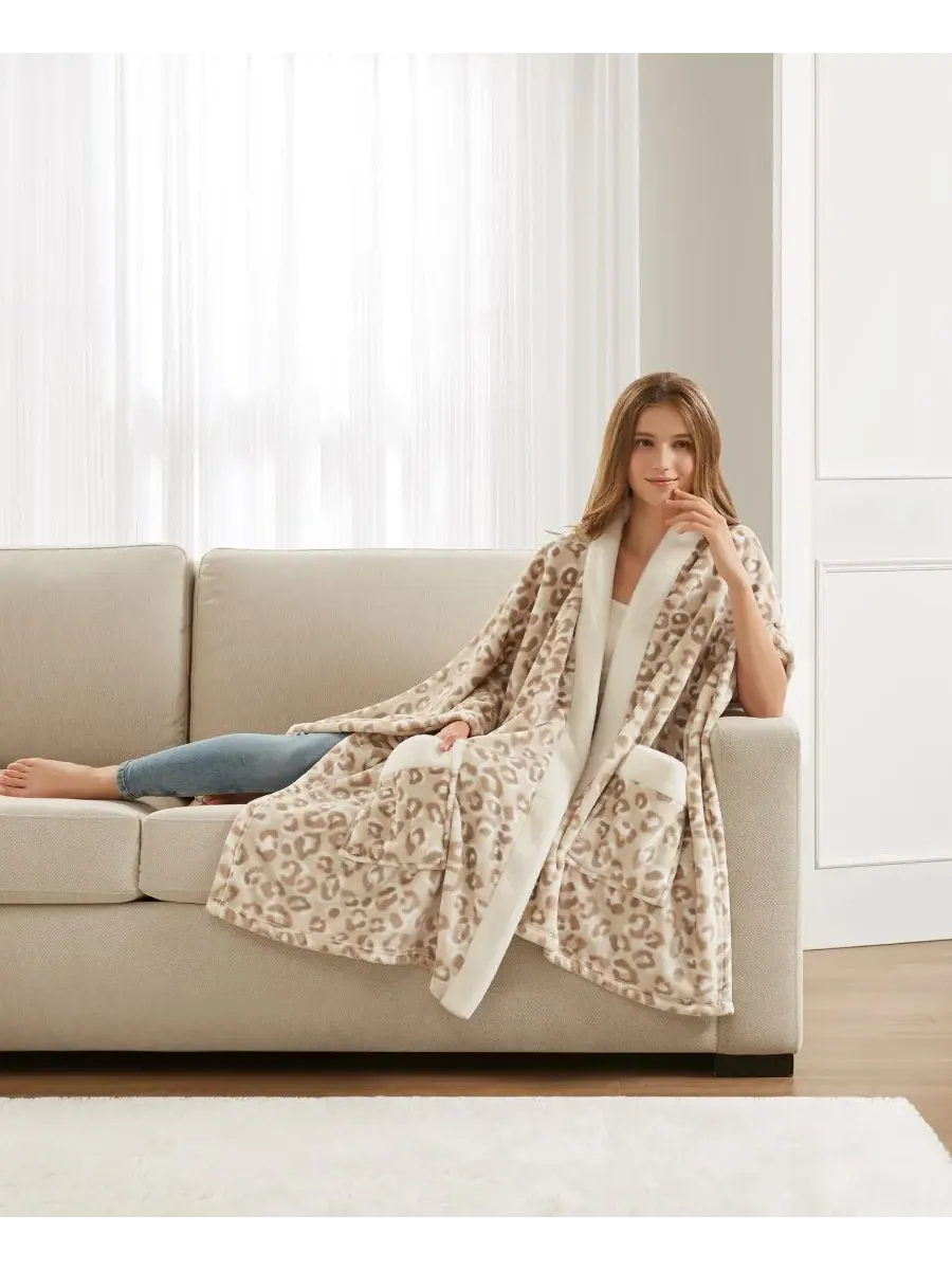 Уютная плюшевая накидка с принтом, 127 x 178 см Premier Comfort — изображение 3 из 10, бежевый