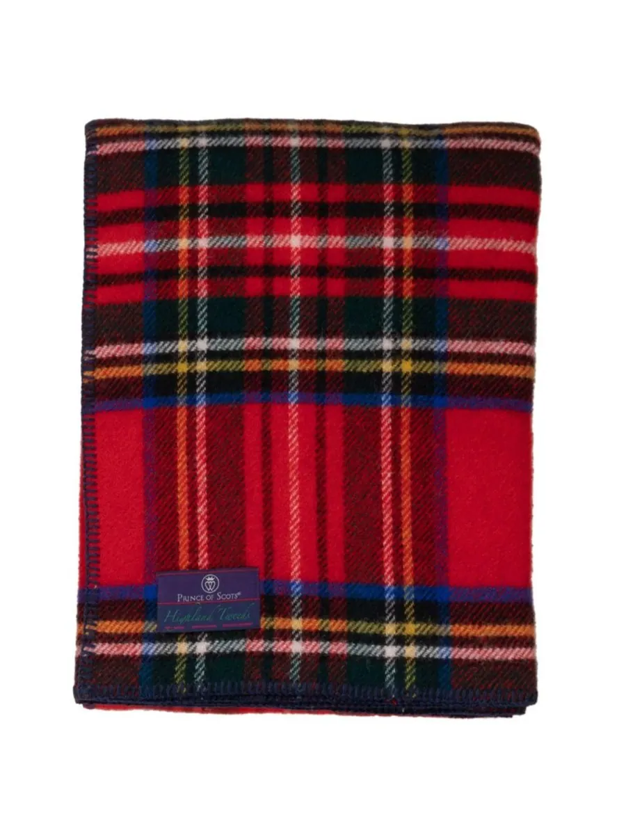 Большой плед Highland Tweeds, 59 x 80 дюймов Prince of Scots — изображение 2 из 5, черный красный