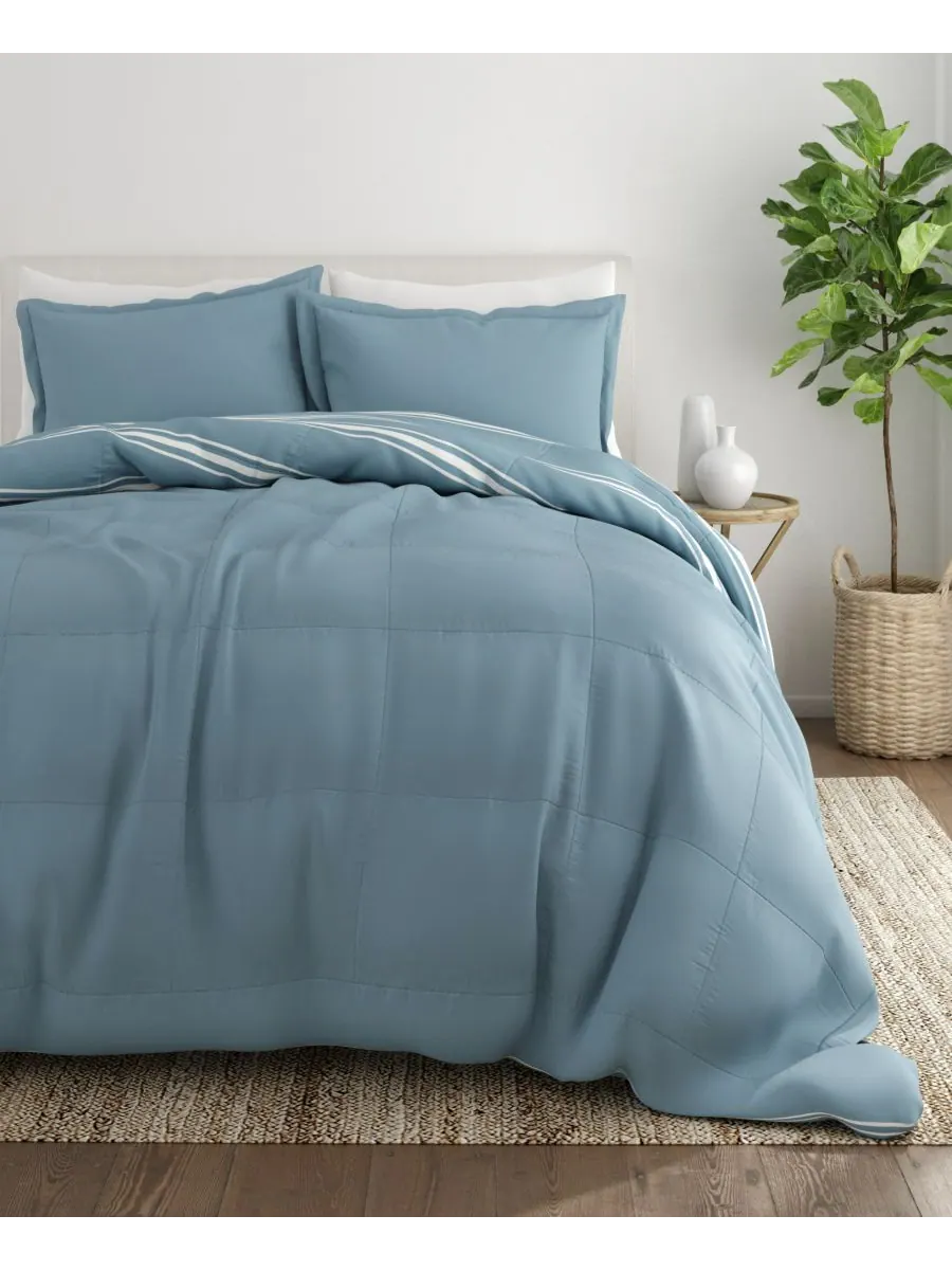 Двусторонний комплект постельного белья из 2 предметов с ультрамягким полосатым узором, размер Twin — изображение 10 из 10