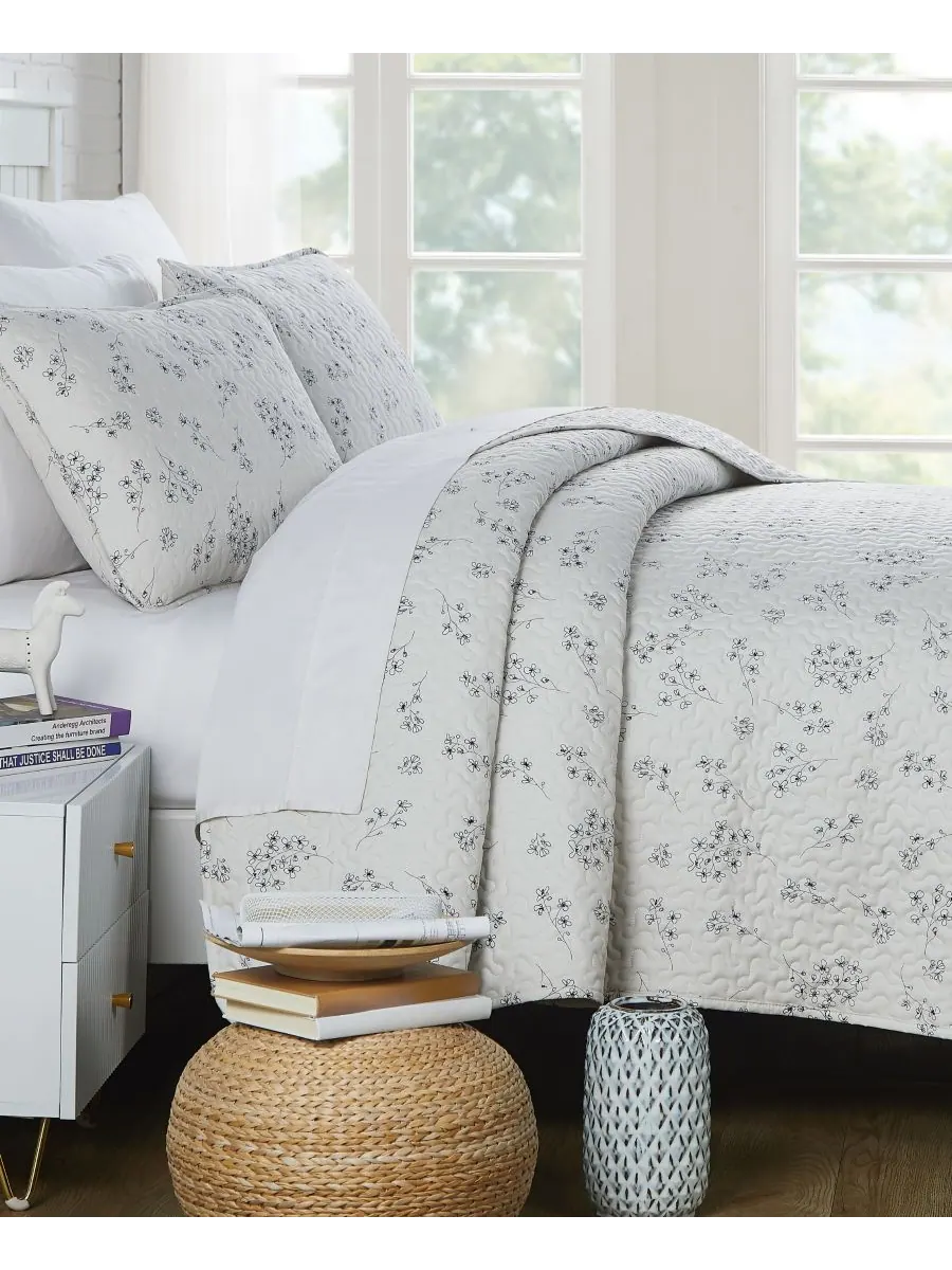 Комплект постельного белья Sweet Florals, 3 предмета, размер Full/Queen Southshore Fine Linens — изображение 2 из 4, серый