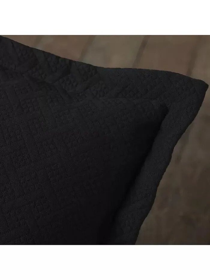100 % хлопок, корзинное плетение Matelasse, всесезонный комплект из двух предметов, двойное — изображение 5 из 5, черный