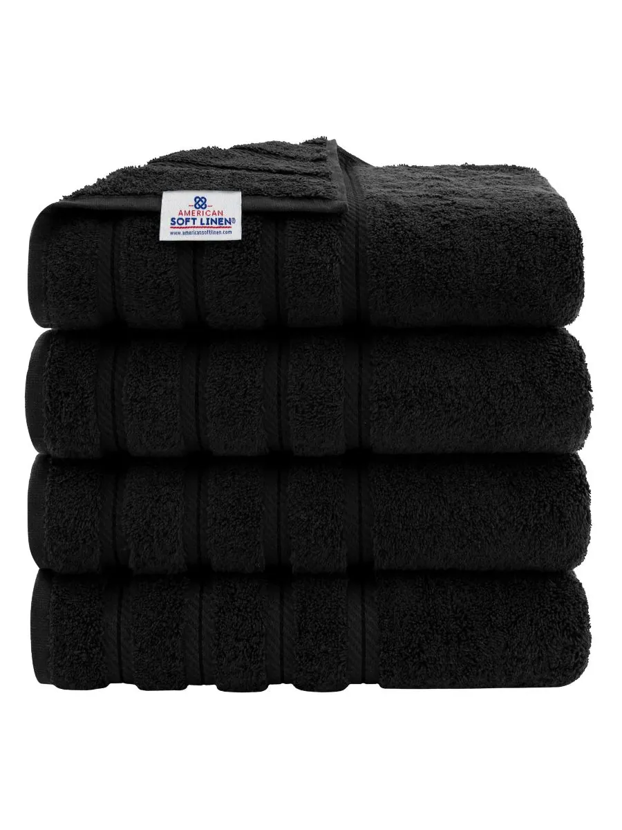 Набор из 4 банных полотенец Edison Luxury из 100% турецкого хлопка American Soft Linen — изображение 1 из 5, черный