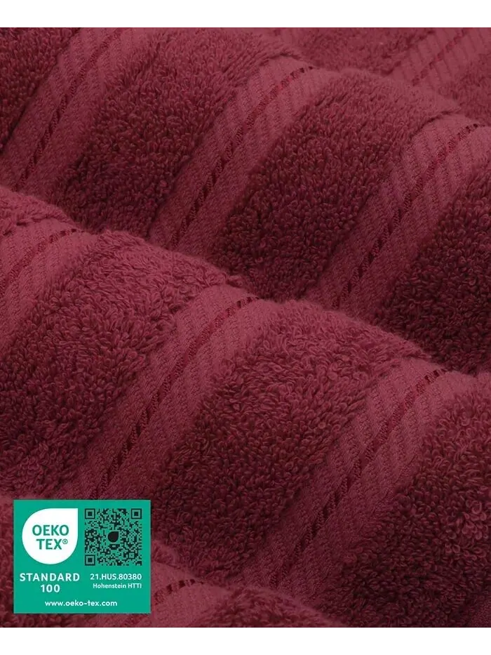 Роскошный набор банных полотенец American Soft Linen Edison из 100% турецкого хлопка, 4 шт — изображение 3 из 6, бордо