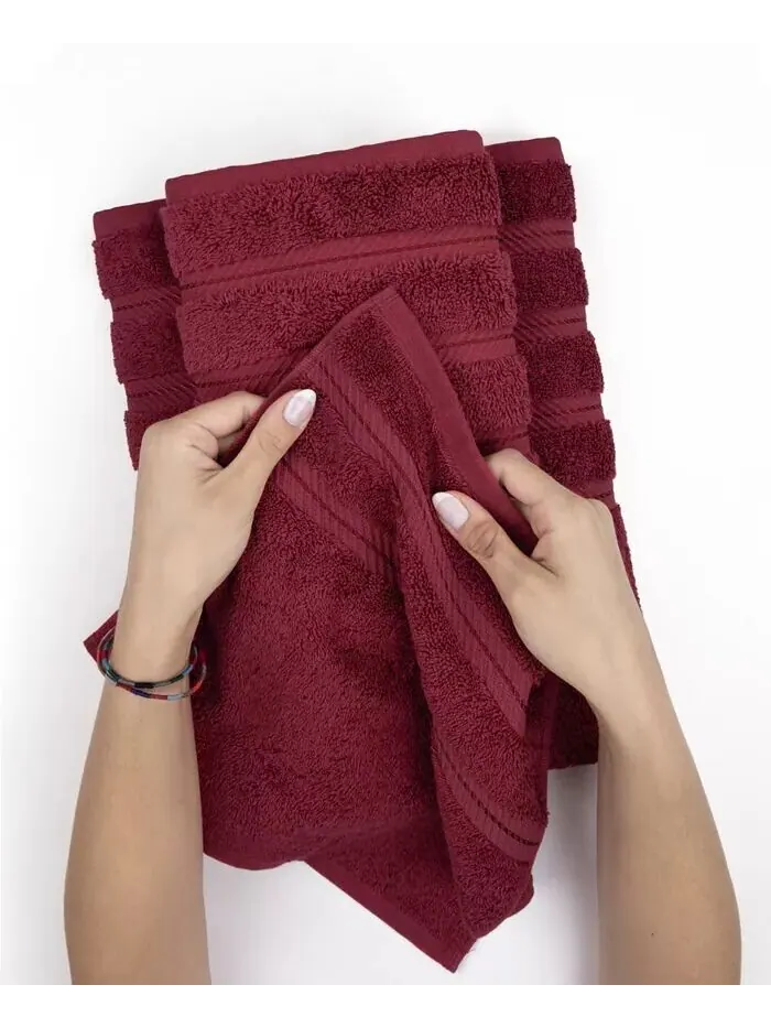 Роскошный набор банных полотенец American Soft Linen Edison из 100% турецкого хлопка, 4 шт — изображение 4 из 6, бордо