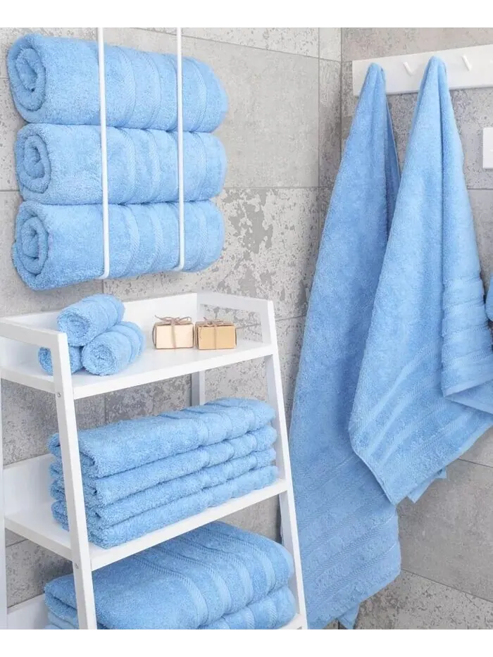 Роскошный набор банных полотенец American Soft Linen Edison из 100% турецкого хлопка, 4 шт — изображение 2 из 5, синий