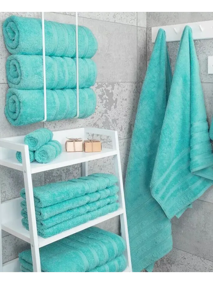 Роскошный набор банных полотенец American Soft Linen Edison из 100% турецкого хлопка, 4 шт — изображение 2 из 5, синий