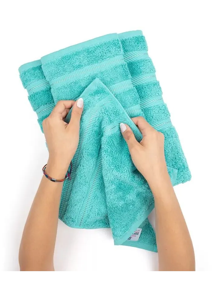 Роскошный набор банных полотенец American Soft Linen Edison из 100% турецкого хлопка, 4 шт — изображение 3 из 5, синий
