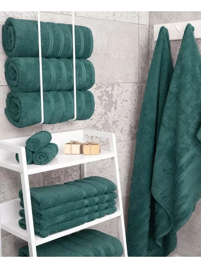 Роскошный набор банных полотенец American Soft Linen Edison из 100% турецкого хлопка, 4 шт — изображение 2 из 5, синий