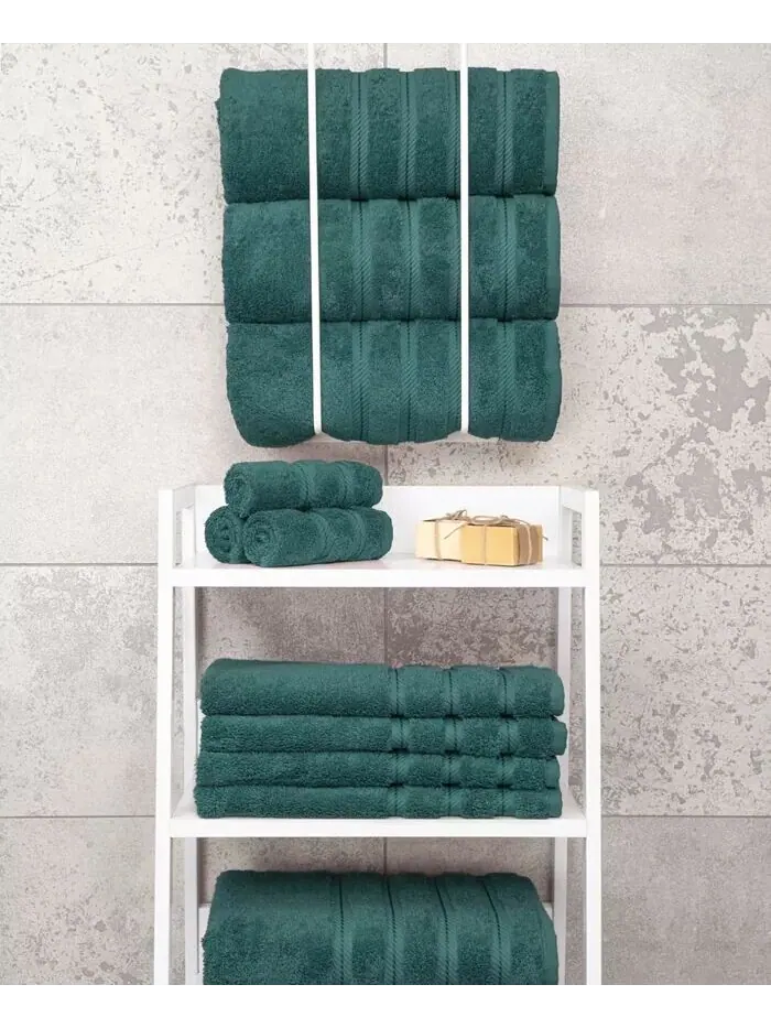 Роскошный набор банных полотенец American Soft Linen Edison из 100% турецкого хлопка, 4 шт — изображение 5 из 5, синий