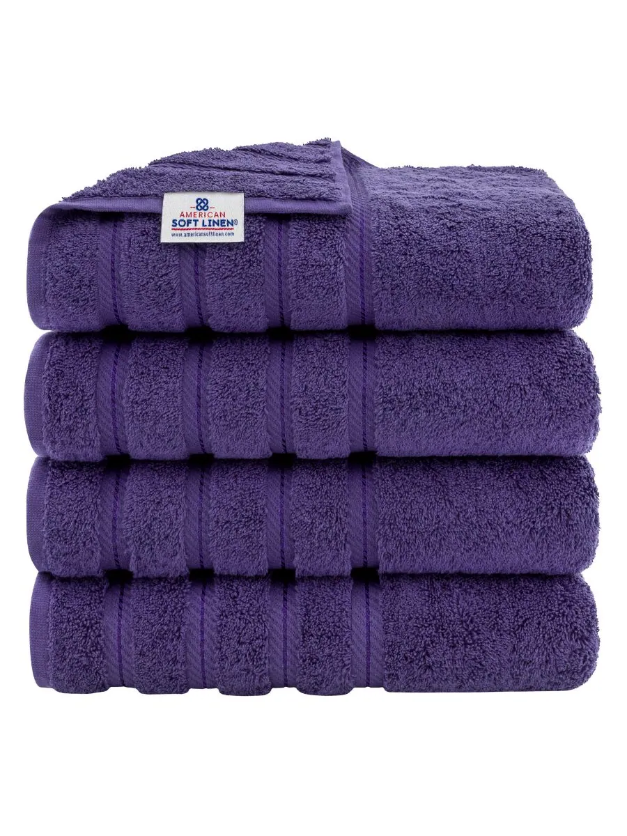 Набор из 4 банных полотенец Edison Luxury из 100% турецкого хлопка American Soft Linen — изображение 1 из 5, фиолетовый