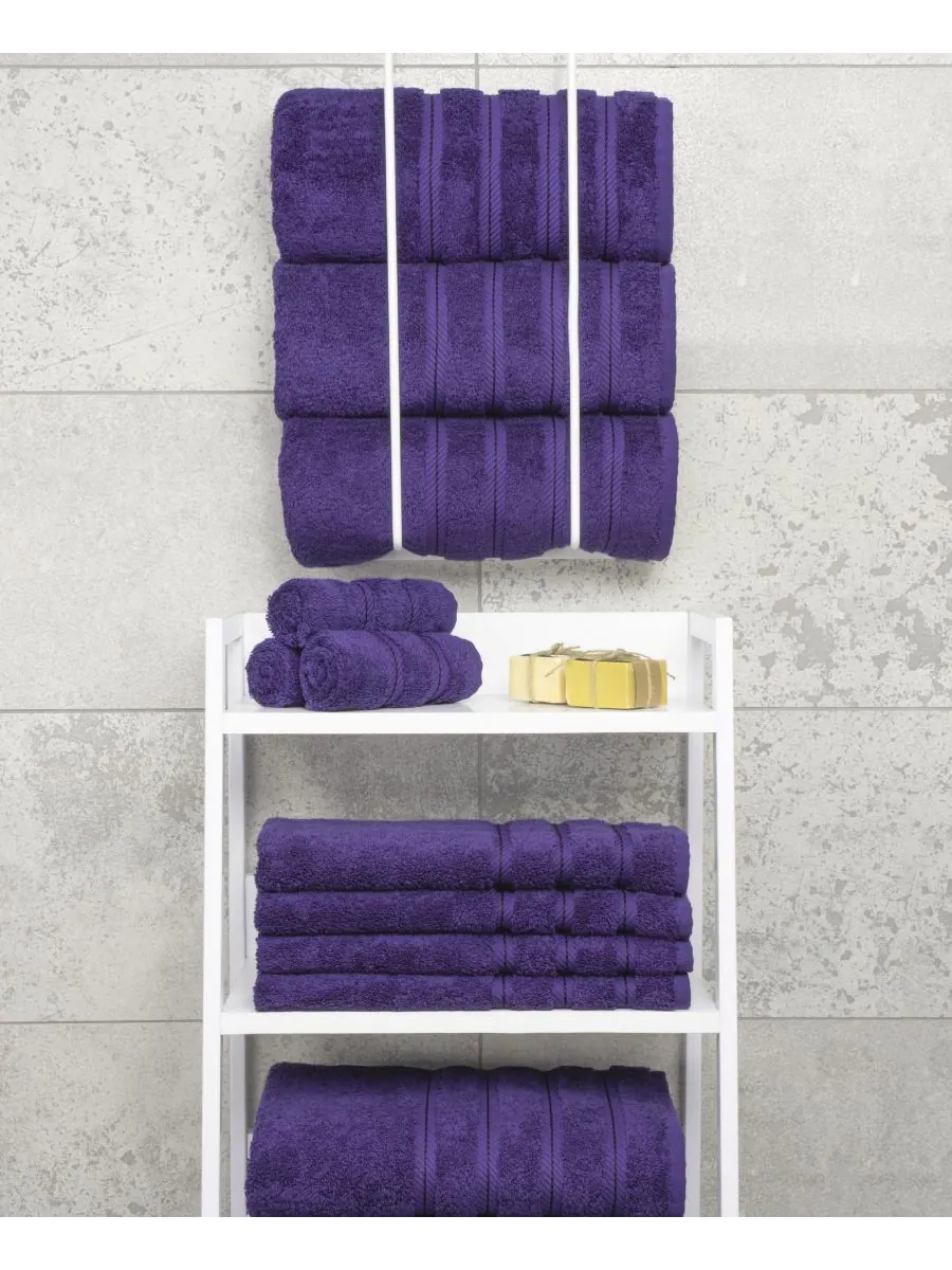 Набор из 4 банных полотенец Edison Luxury из 100% турецкого хлопка American Soft Linen — изображение 5 из 5, фиолетовый
