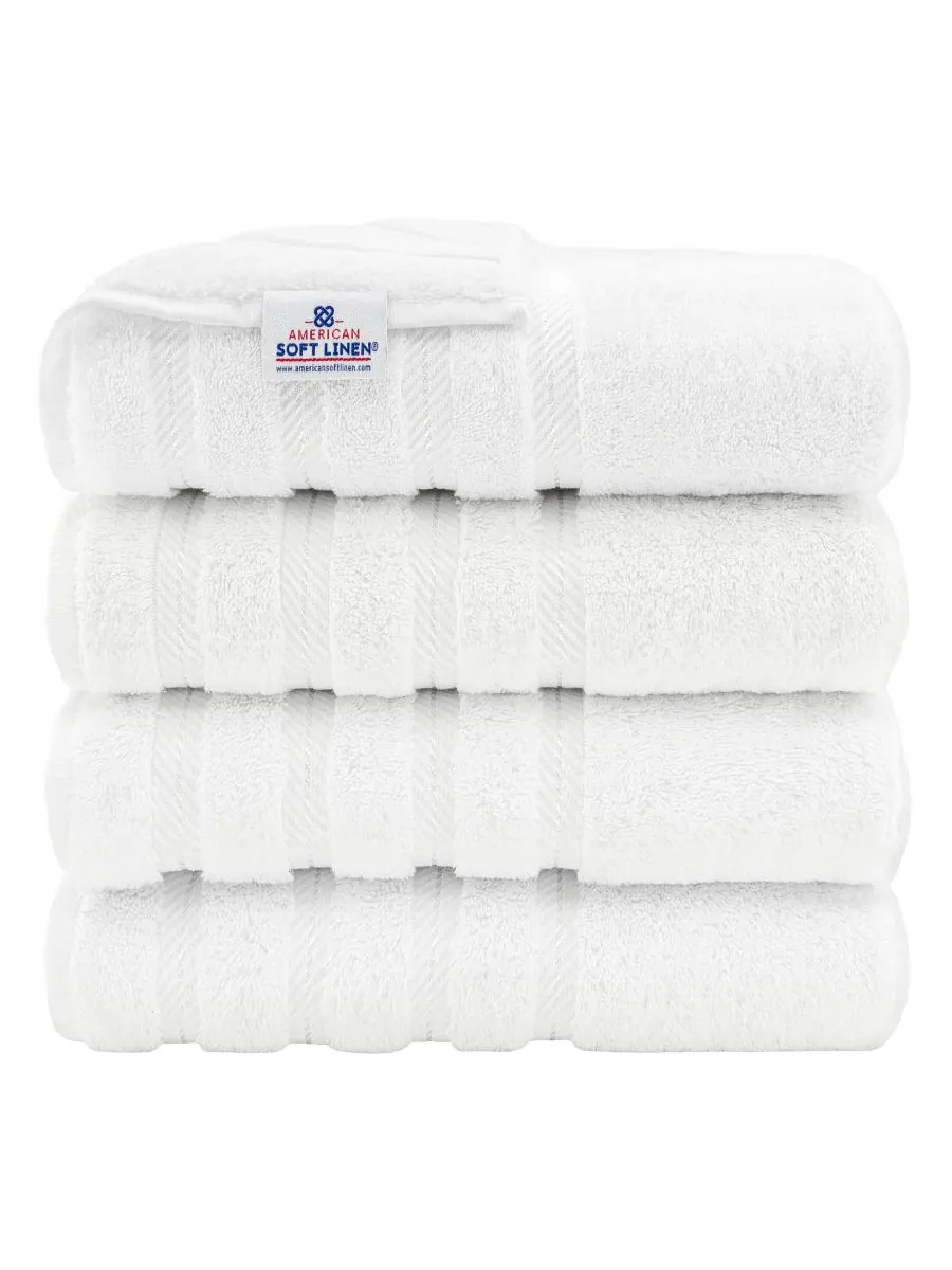 Набор из 4 банных полотенец Edison Luxury из 100% турецкого хлопка American Soft Linen — изображение 1 из 5, белый