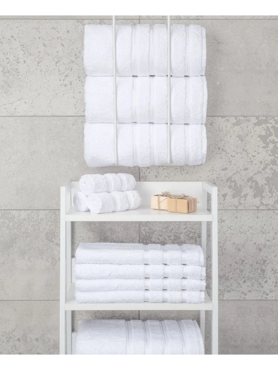 Набор из 4 банных полотенец Edison Luxury из 100% турецкого хлопка American Soft Linen — изображение 5 из 5, белый