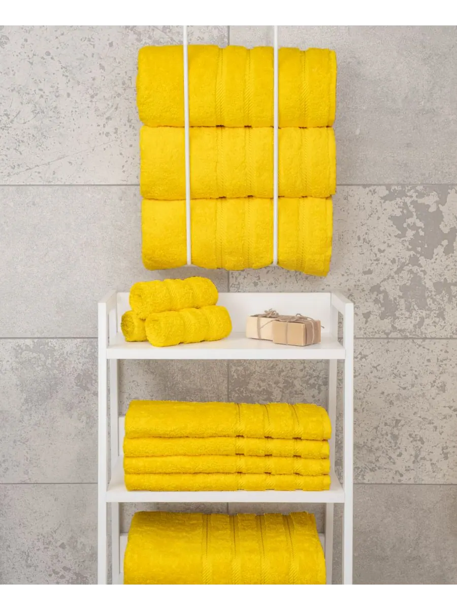 Набор из 4 банных полотенец Edison Luxury из 100% турецкого хлопка American Soft Linen — изображение 6 из 6, желтый