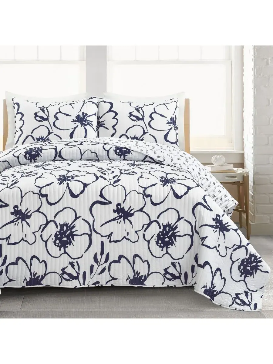 Комплект постельного белья из 3 предметов в скандинавском стиле с цветочным узором, размер King