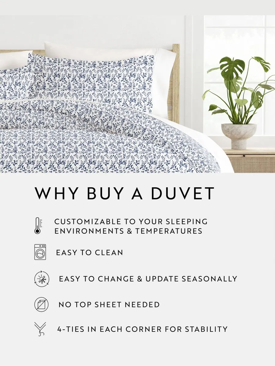 Комплект постельного белья Tranquil Sleep с узором, размер Twin/Twin XL Ienjoy Home — изображение 3 из 9, темно-синий