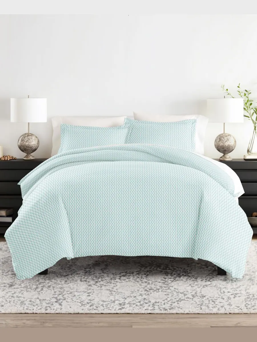 Комплект постельного белья Tranquil Sleep с узором, размер Twin/Twin XL Ienjoy Home — изображение 1 из 9, светлый синий