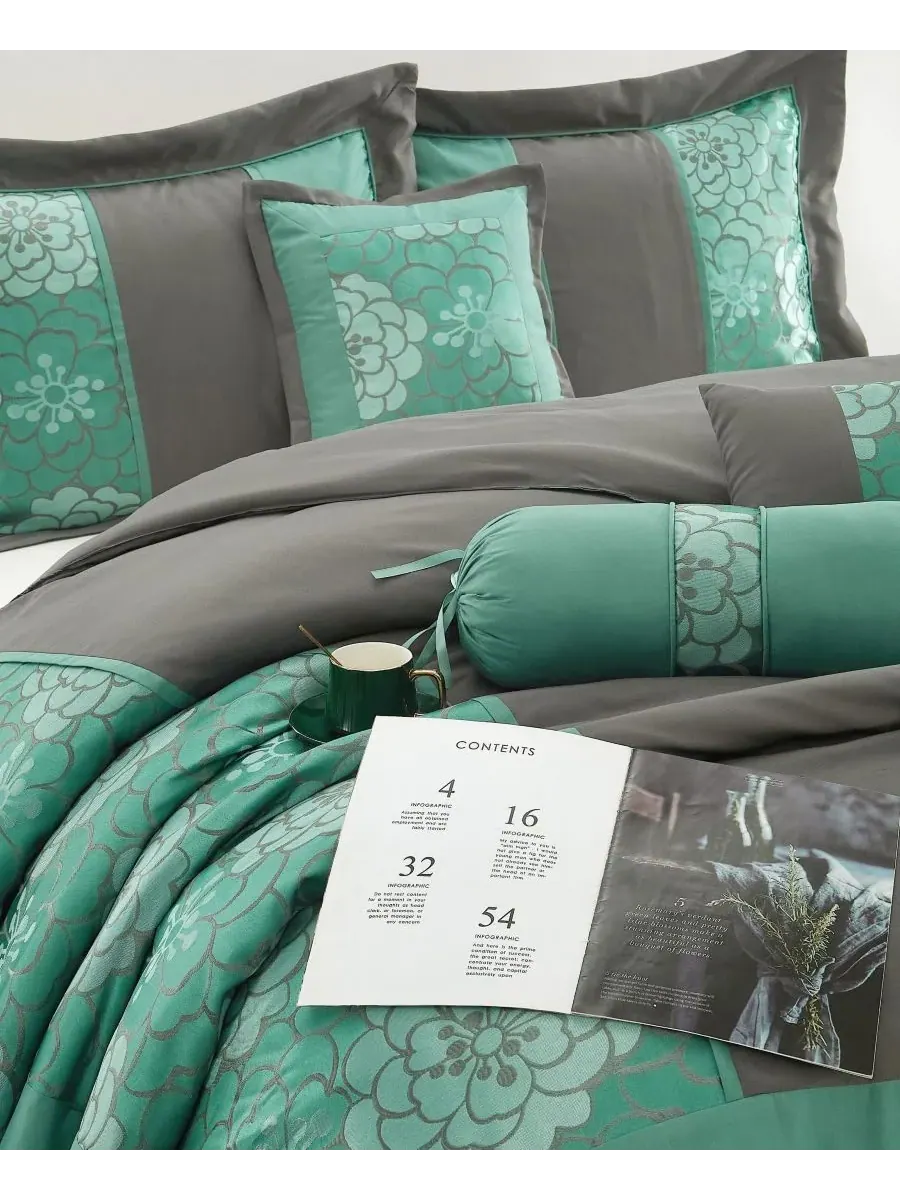Комплект постельного белья Sibyl Jacquard из 7 предметов, размер King Stratford Park — изображение 3 из 4, голубой