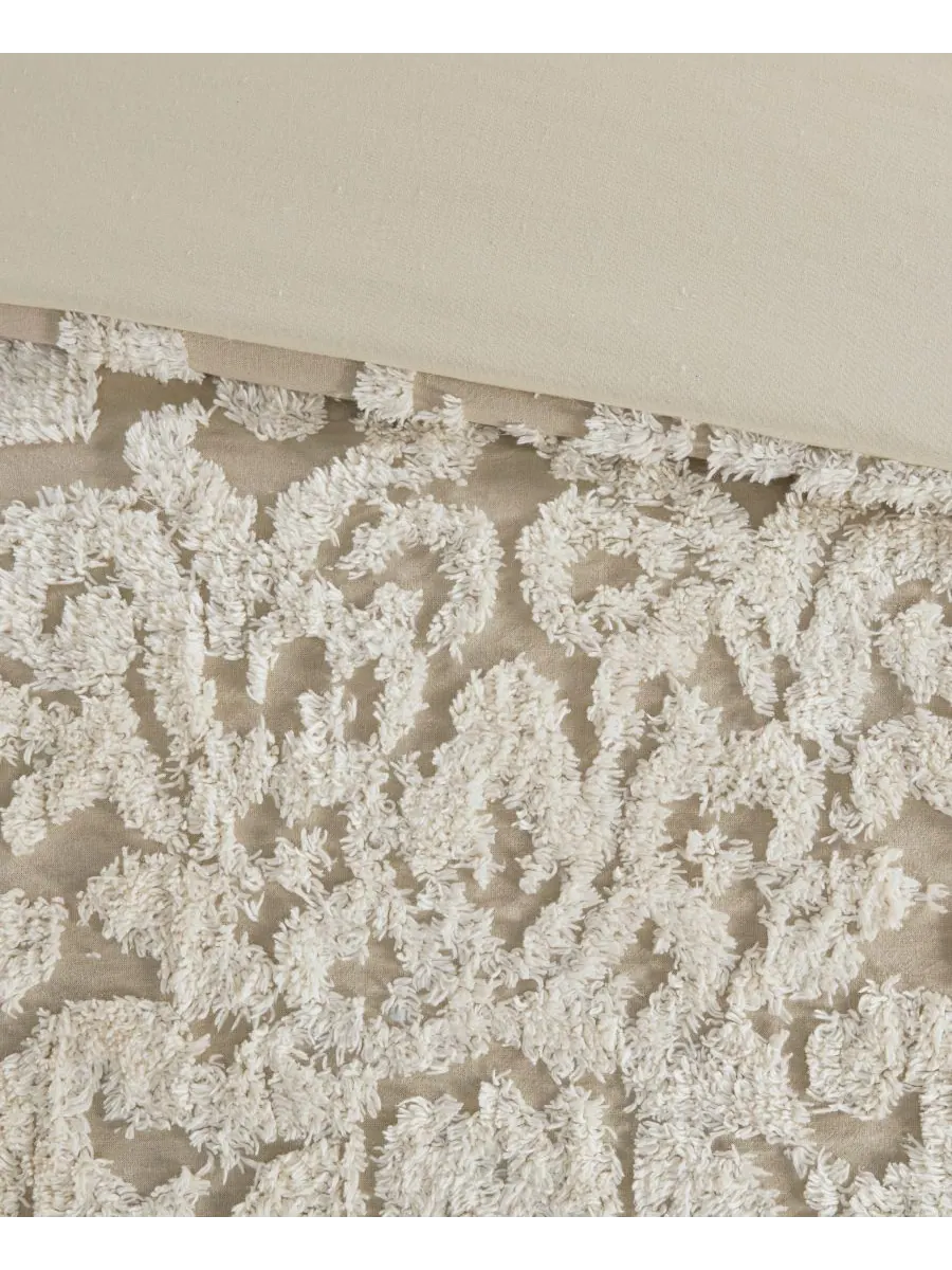 Комплект постельного белья Viola Damask из 3 предметов, размер Full/Queen Madison Park — изображение 9 из 9, тауп
