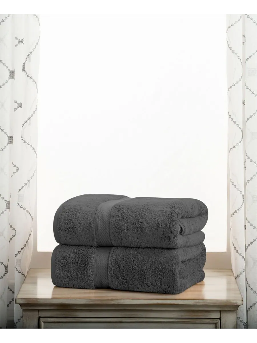 Набор из 2 банных полотенец из 100% египетского хлопка Superior, Charcoal, 2 piece set — изображение 2 из 7, темно-серый