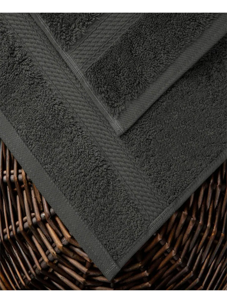 Набор из 2 банных полотенец из 100% египетского хлопка Superior, Charcoal, 2 piece set — изображение 4 из 7, темно-серый