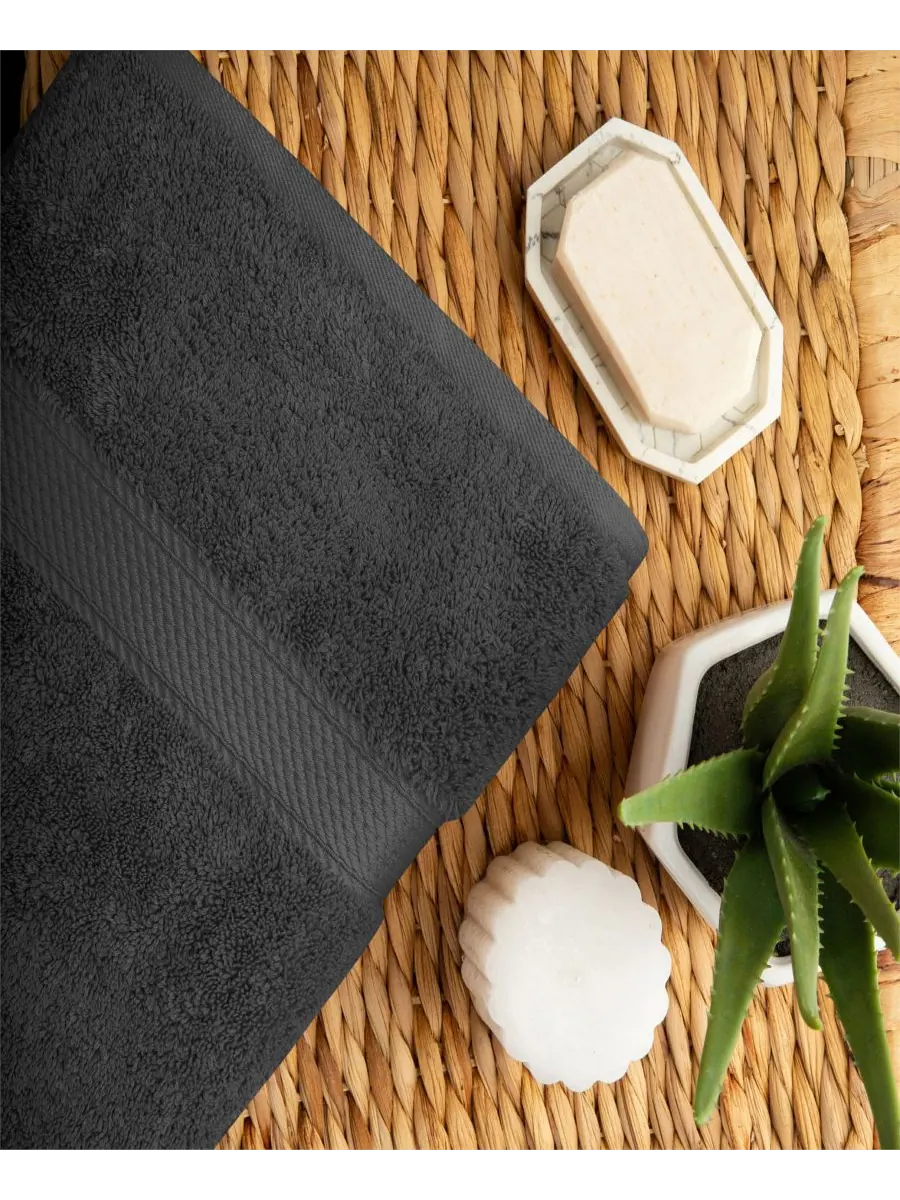 Набор из 2 банных полотенец из 100% египетского хлопка Superior, Charcoal, 2 piece set — изображение 5 из 7, темно-серый