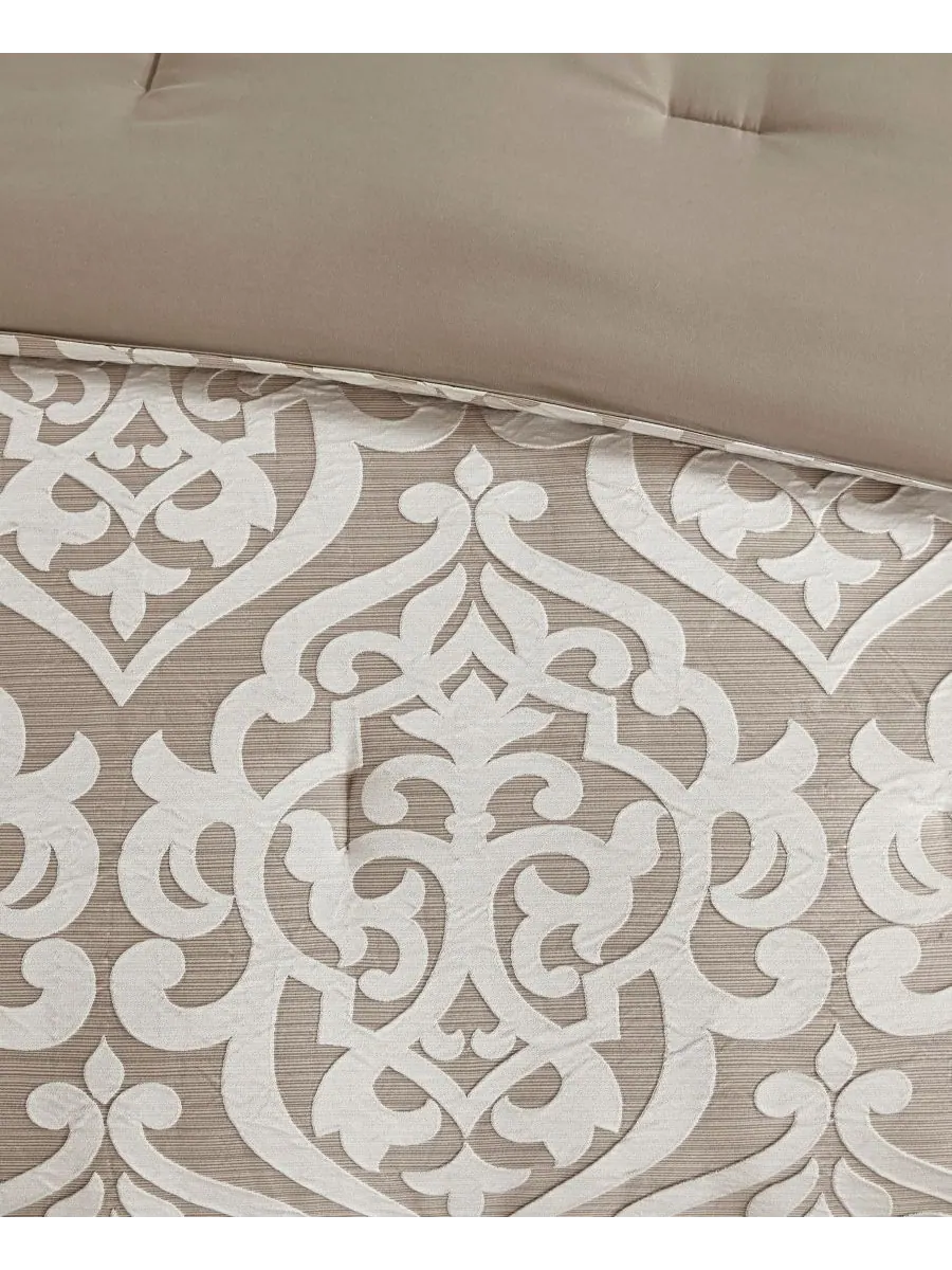 Комплект постельного белья Odette Jacquard, 8 предметов, размер Queen Madison Park — изображение 9 из 10, бежевый