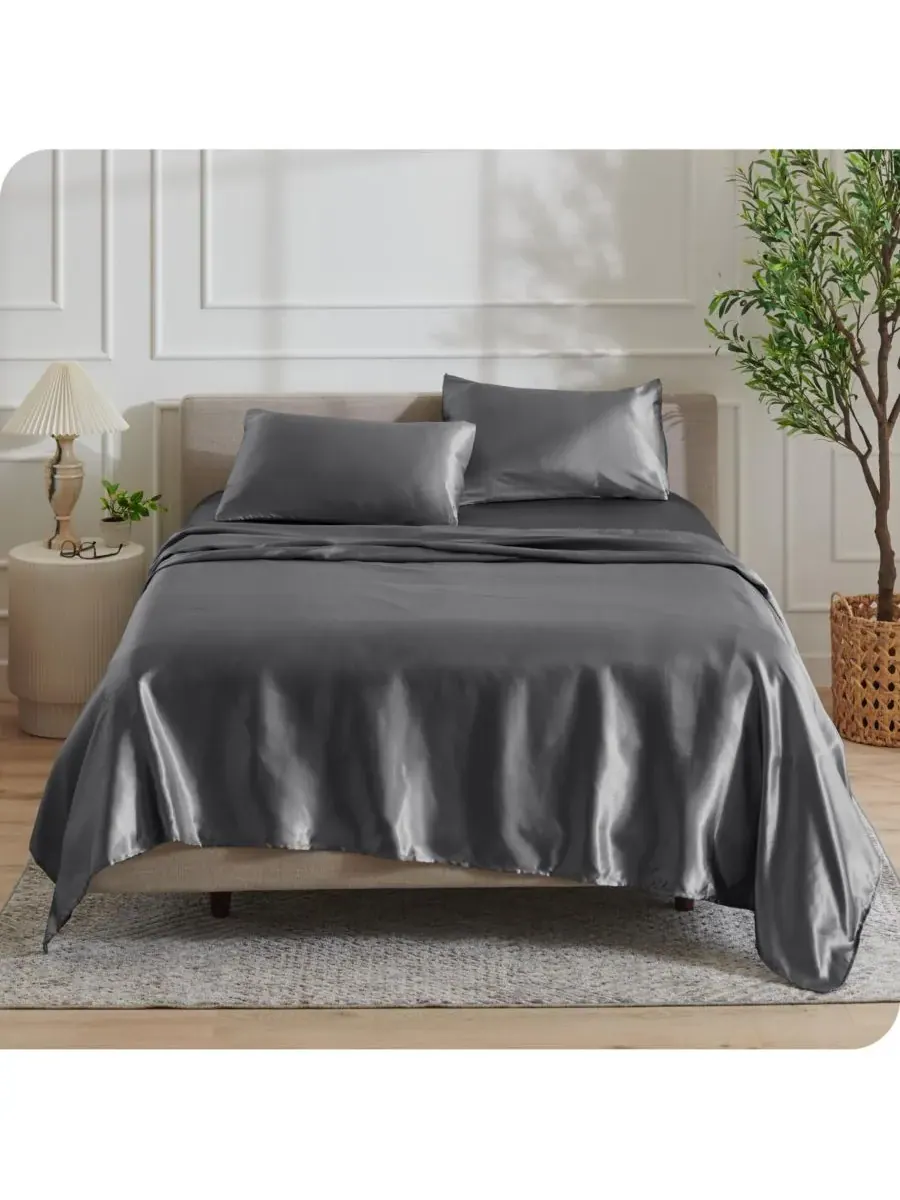 Комплект атласных простыней Bare Home — изображение 6 из 6, серый