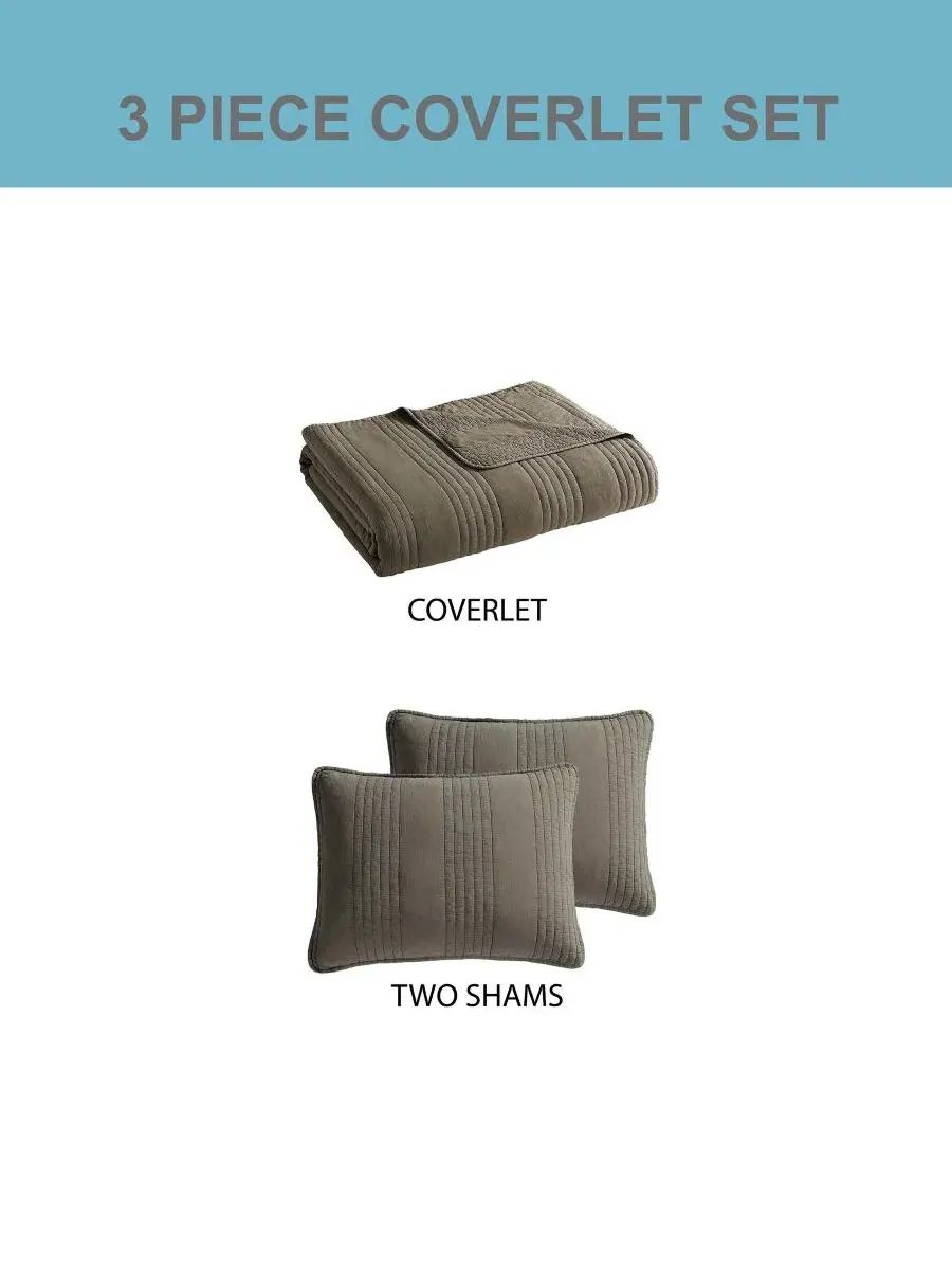 Стеганое покрывало Saria Quilted 3-Piece Coverlet Set Riverbrook Home — изображение 7 из 7, оливковый