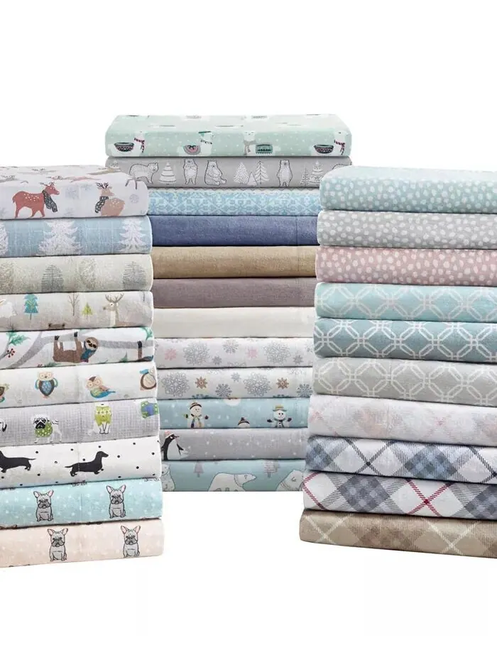 Новинка, наборы хлопково-фланелевых простыней с принтом Sleep Philosophy — изображение 11 из 11, бежевый